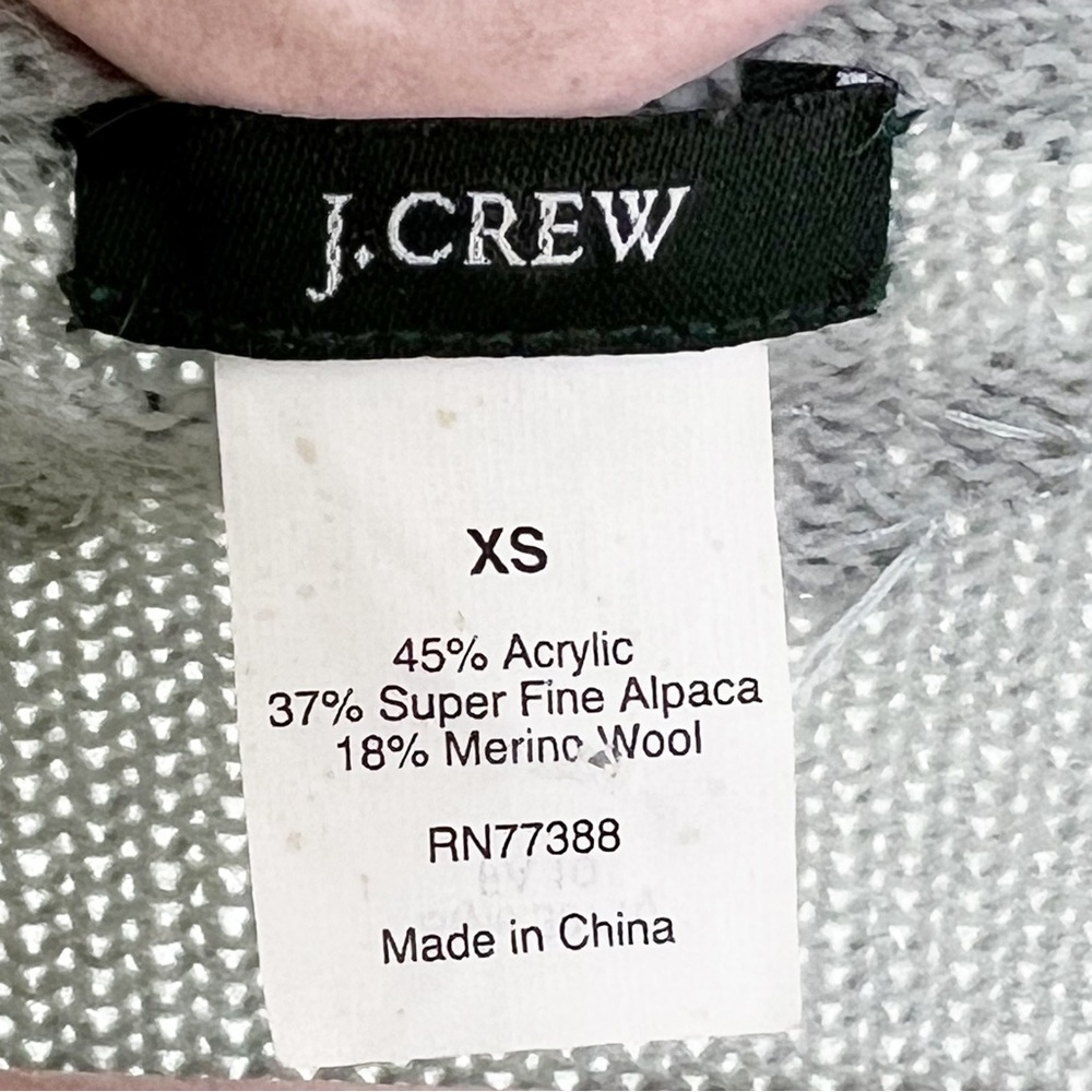 J.Crew Light Grey Green Alpaca Merino Embellished Cardigan With Pockets Size XS - Picture 7 of 7